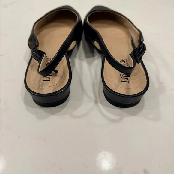 Life Stride Black Pointed Toe Slingback Flats - Picture 5 of 6